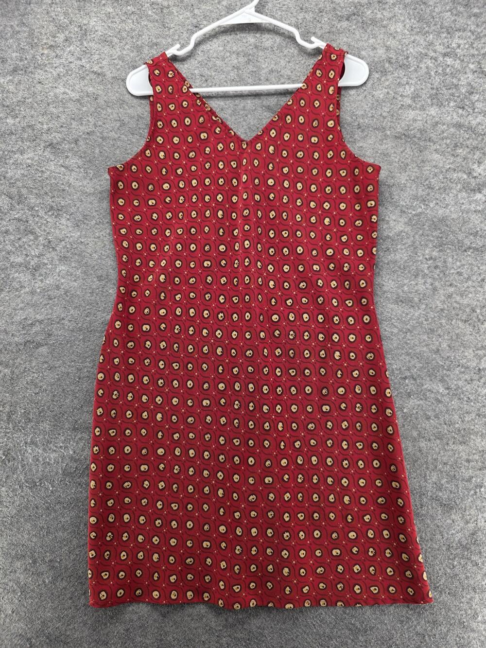 Jonathan Martin Dress Womens 18 Red Sleeveless V Neck A Line Abstract Print
